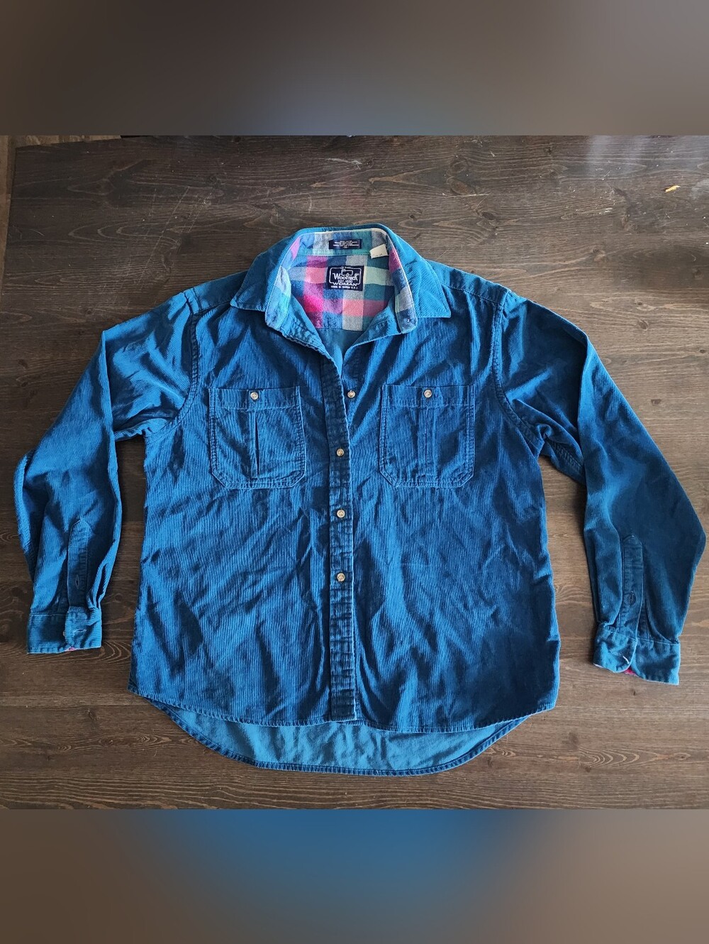 💐2/$25 Woolrich Woman blue corduroy button down long sleeve shirt